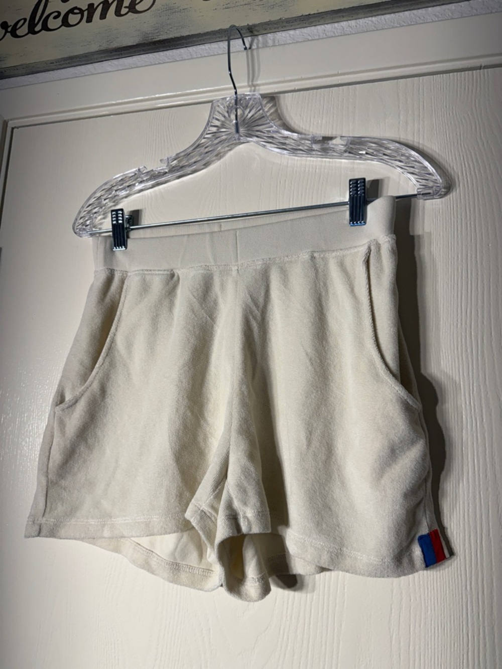 KULE Cream Terry Athletic Lounge Shorts with Side Pockets size small - Picture 2 of 5